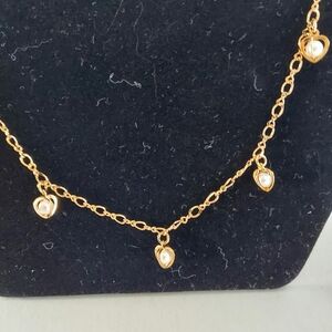 Vintage Avon Heart Charm Wirh Faux Pearls Necklace 20" Long
